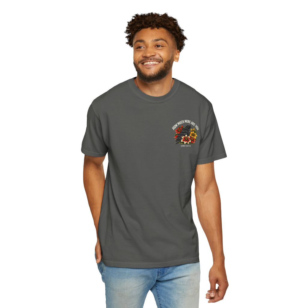 Luke 12:22-31 Tattoo-Style T-Shirt — Bold Traditional American Christian Tee