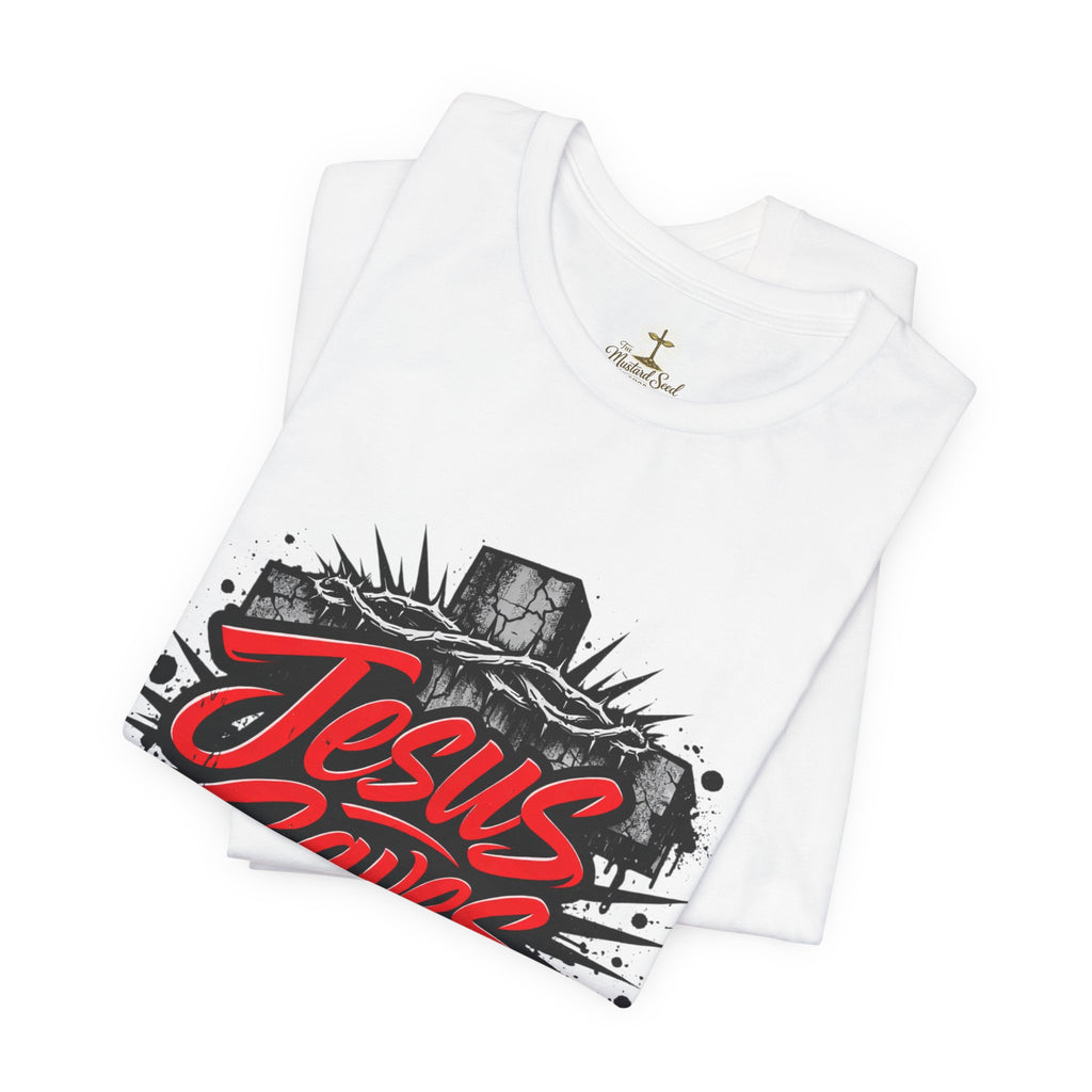 Jesus Saves Cross T-Shirt — Bold Graphic Christian Tee