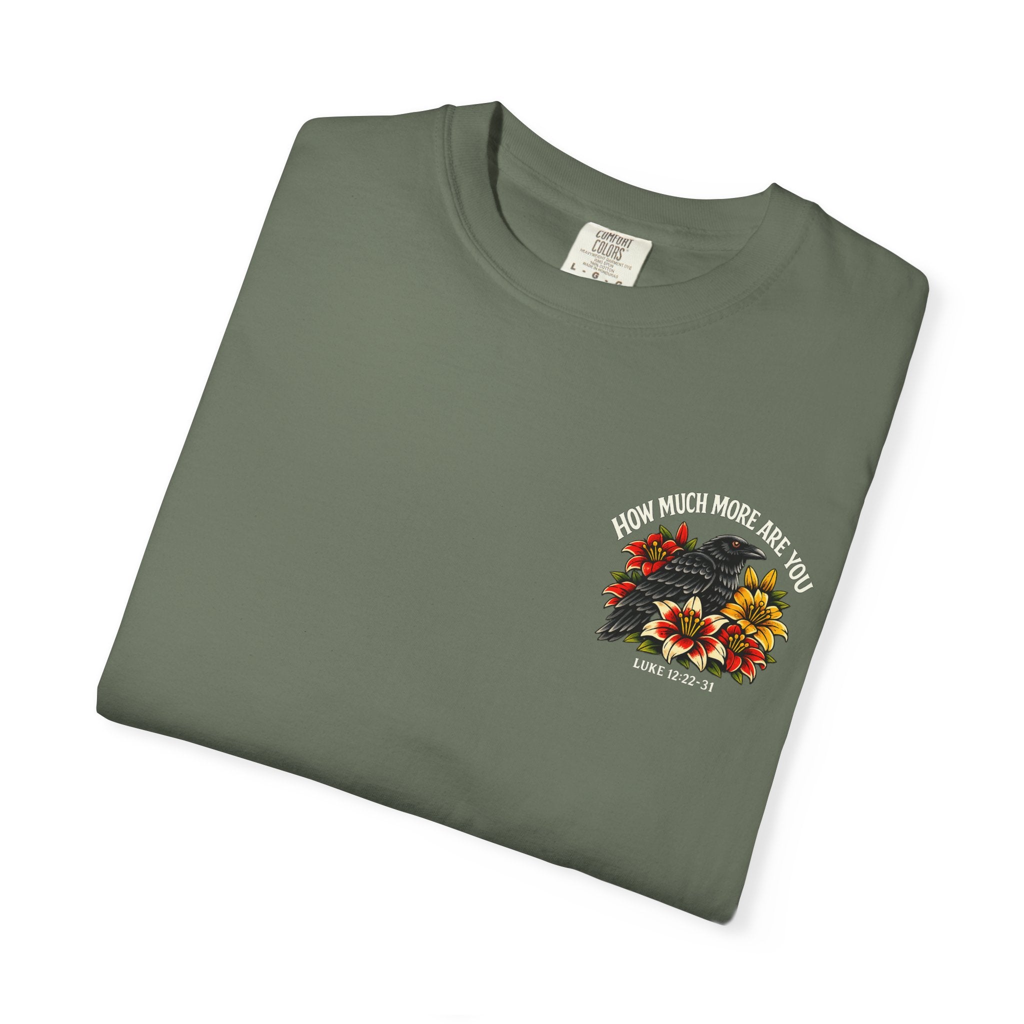 Luke 12:22-31 Tattoo-Style T-Shirt — Bold Traditional American Christian Tee