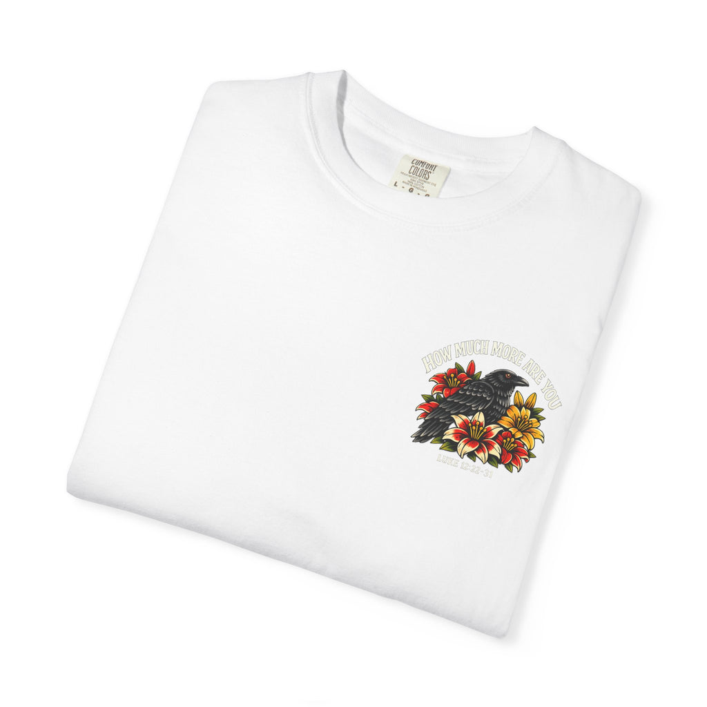 Luke 12:22-31 Tattoo-Style T-Shirt — Bold Traditional American Christian Tee
