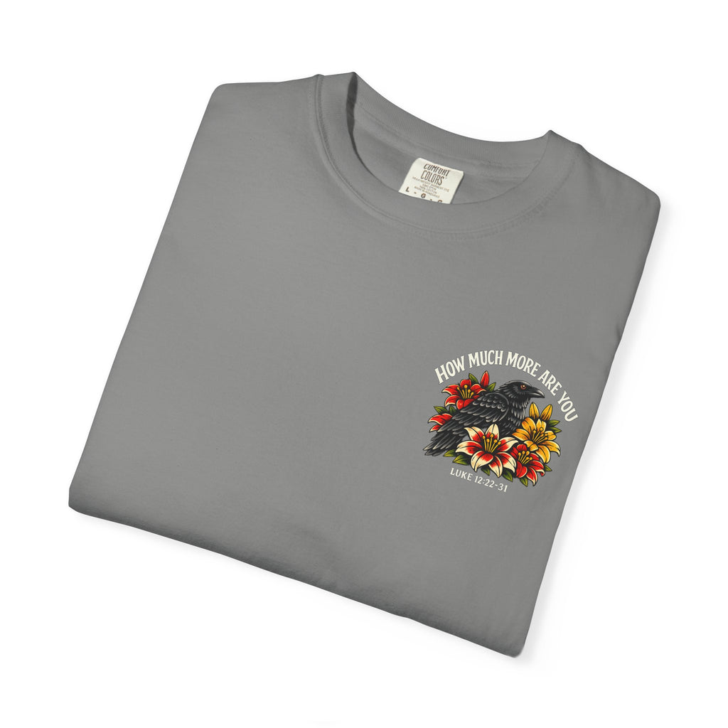 Luke 12:22-31 Tattoo-Style T-Shirt — Bold Traditional American Christian Tee