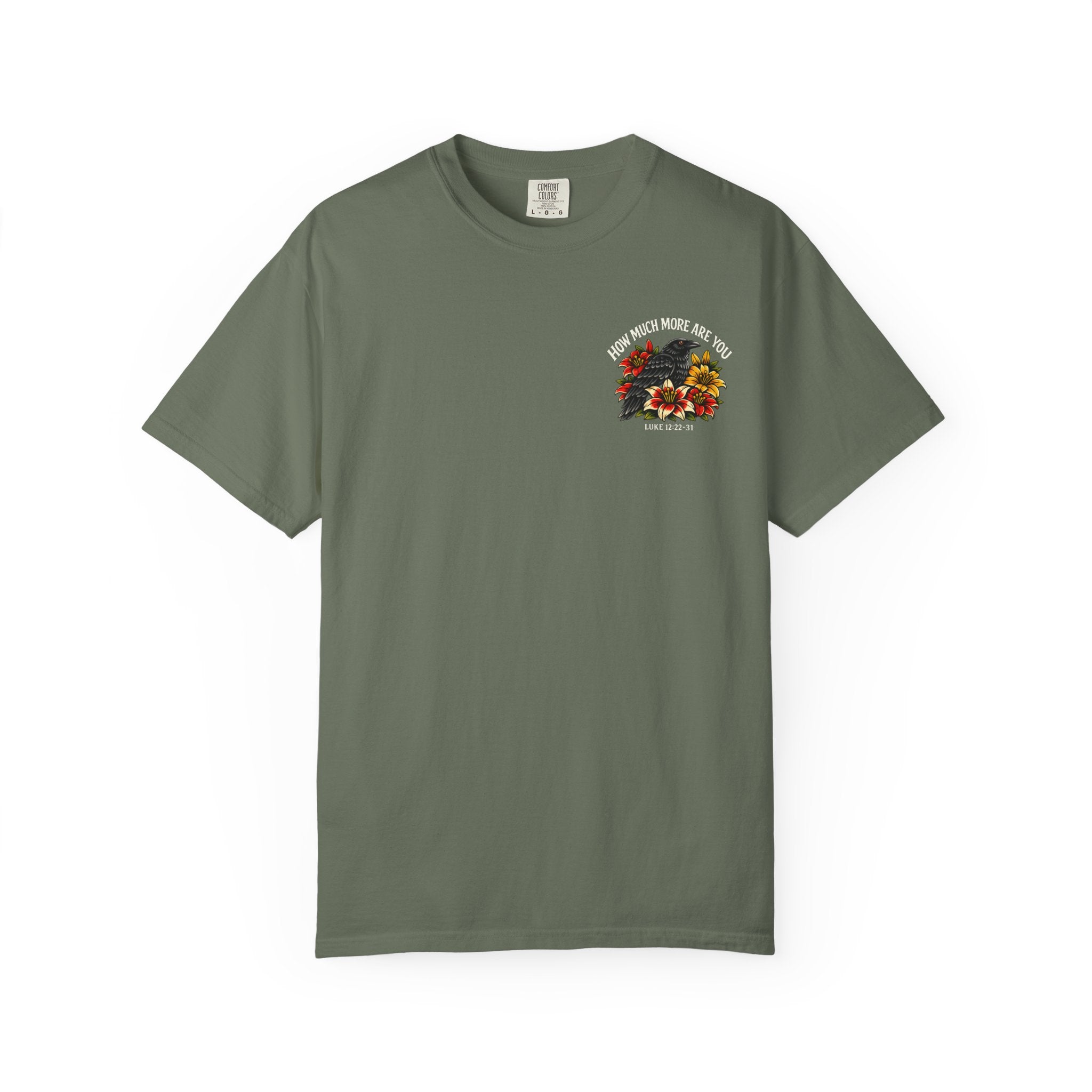 Luke 12:22-31 Tattoo-Style T-Shirt — Bold Traditional American Christian Tee