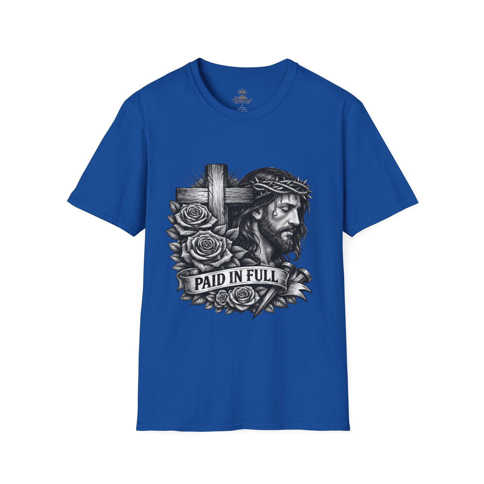 Jesus 'Paid In Full' T-Shirt – Christian Cross & Crown of Thorns Faith Tee