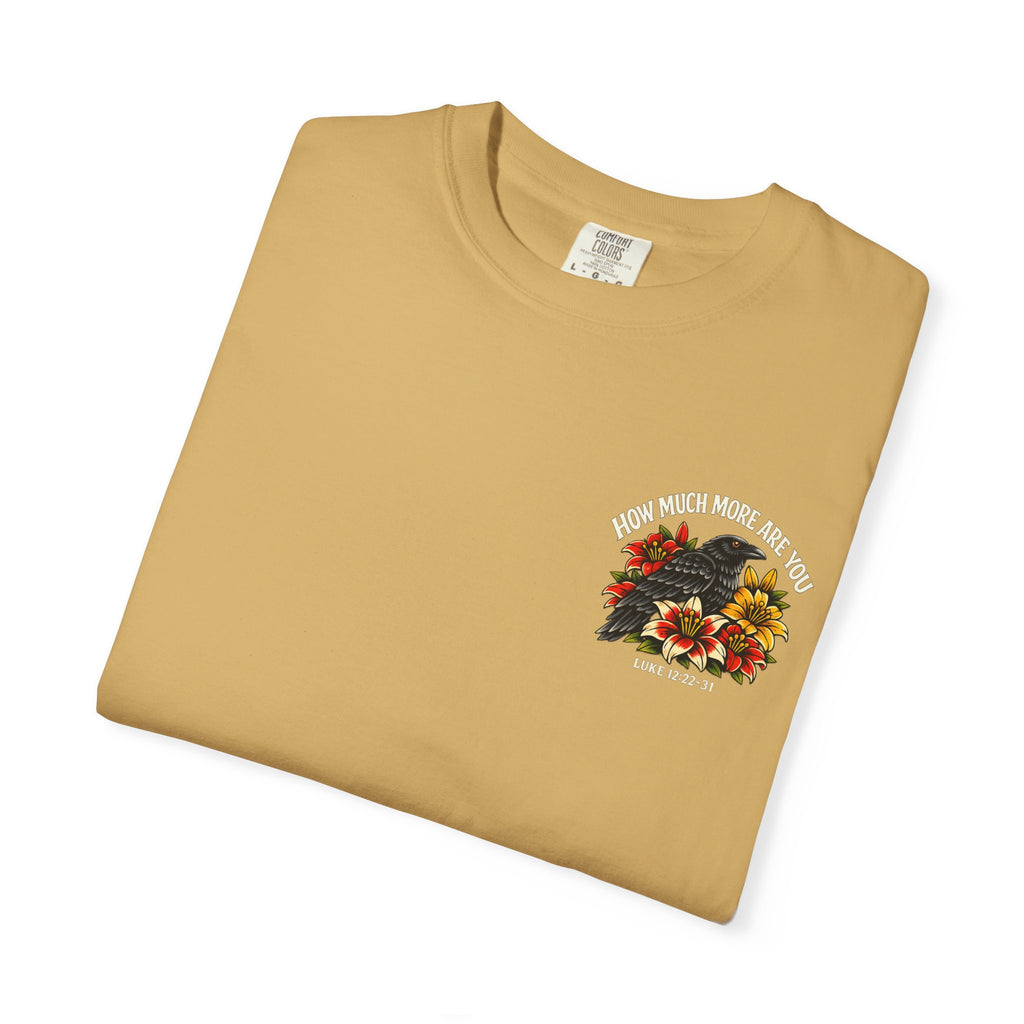 Luke 12:22-31 Tattoo-Style T-Shirt — Bold Traditional American Christian Tee