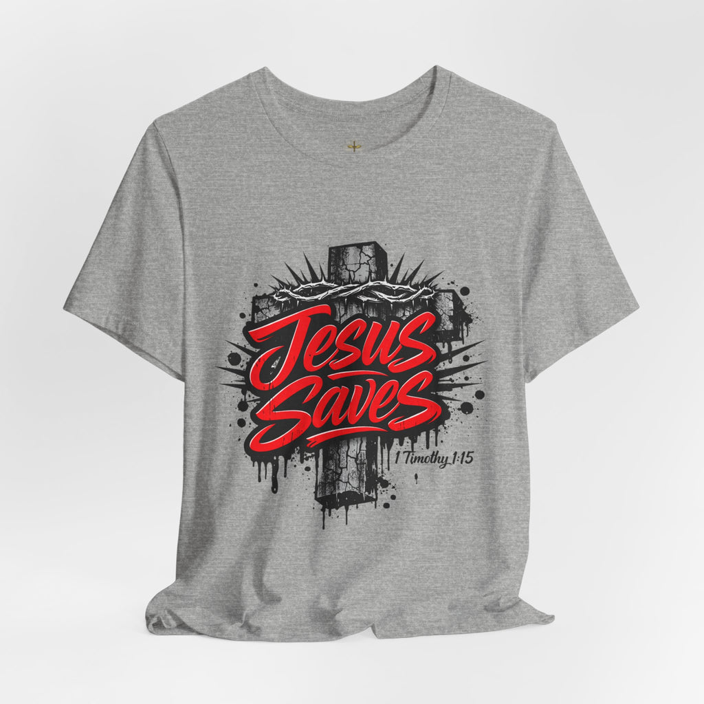 Jesus Saves Cross T-Shirt — Bold Graphic Christian Tee