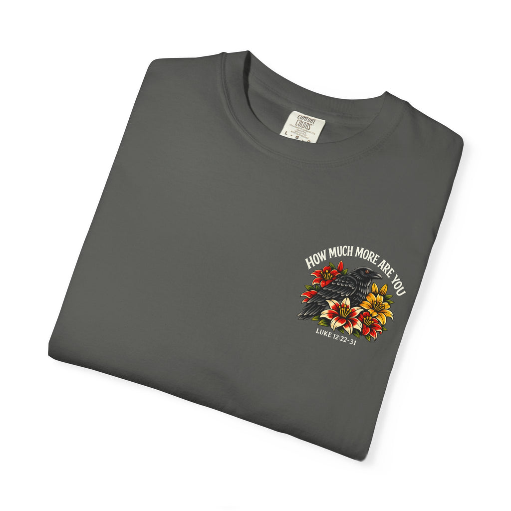 Luke 12:22-31 Tattoo-Style T-Shirt — Bold Traditional American Christian Tee