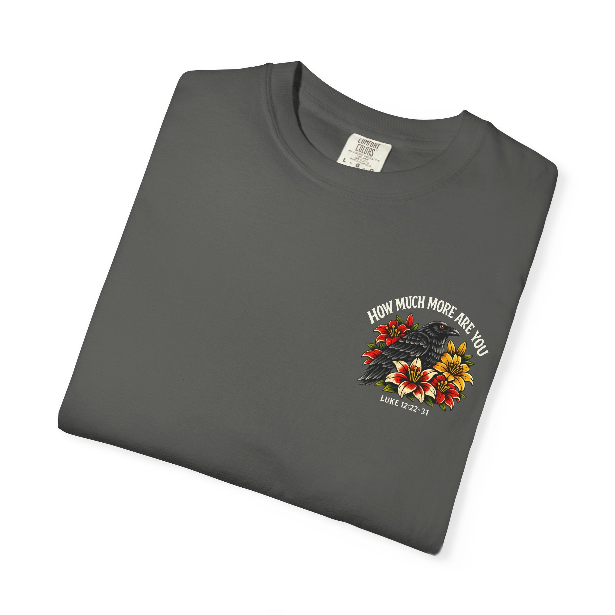 Luke 12:22-31 Tattoo-Style T-Shirt — Bold Traditional American Christian Tee