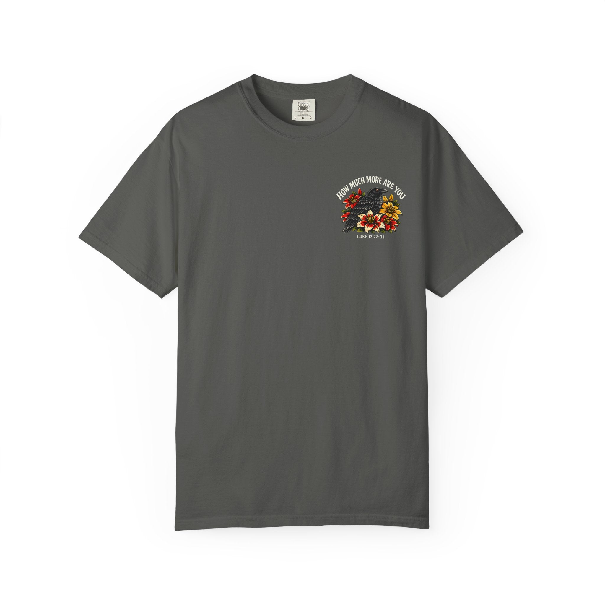 Luke 12:22-31 Tattoo-Style T-Shirt — Bold Traditional American Christian Tee