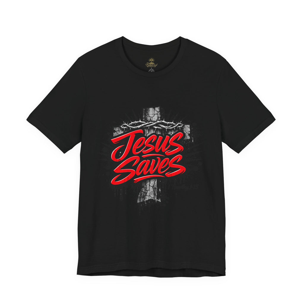 Jesus Saves Cross T-Shirt — Bold Graphic Christian Tee