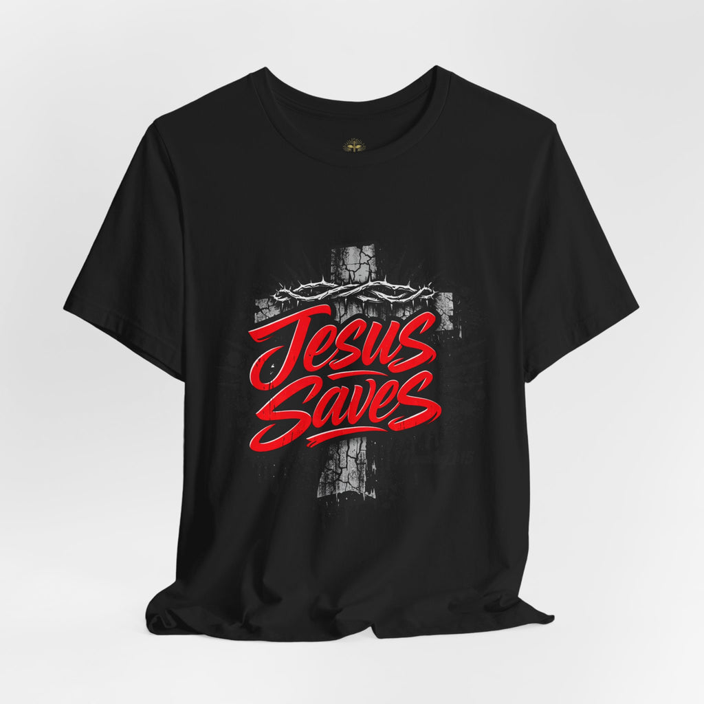 Jesus Saves Cross T-Shirt — Bold Graphic Christian Tee