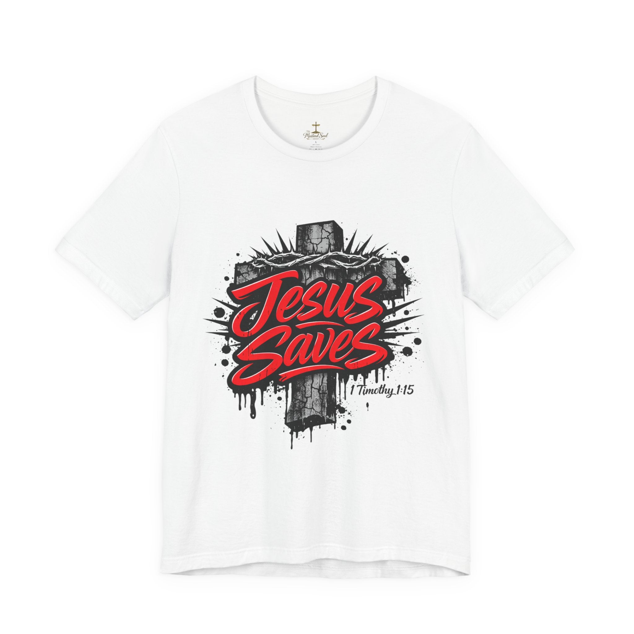 Jesus Saves Cross T-Shirt — Bold Graphic Christian Tee